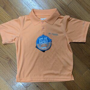 NWT/ But Ink Spot Damage Columbia Youth Slack Tide Polo- Bright Nectar